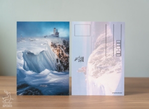 Pocztówka z Karkonoszy Śnieżne Kotły zimowe od Jelenia jest SPOKO